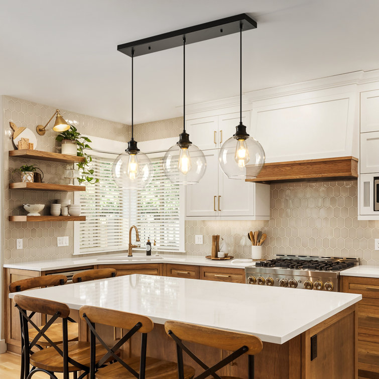 Concow 3 Light Matte Black Kitchen Island Pendant